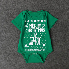 Baby Christmas Romper - Short Sleeve Cotton (Red & Green)
