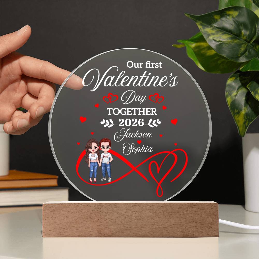Personalized couple LED acrylic plaque with names and year
