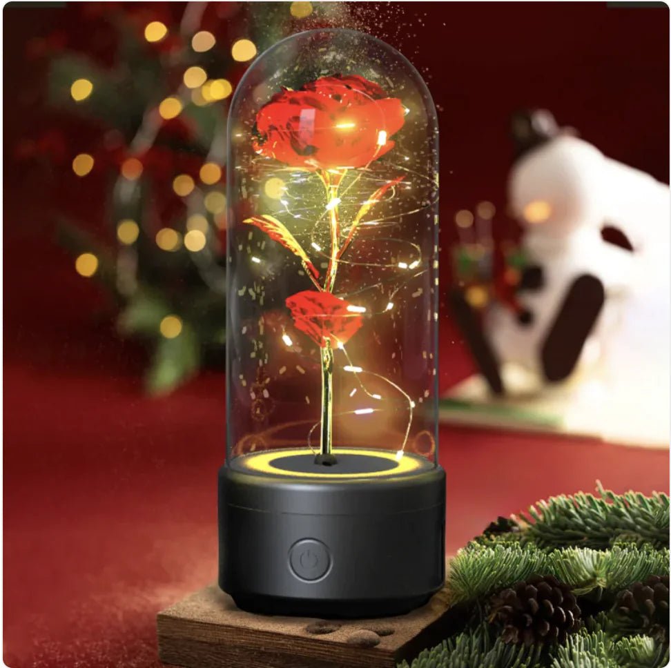 2 - in - 1 Rose LED Light & Bluetooth Speaker - Glass Cover - Whimsical Shoppe