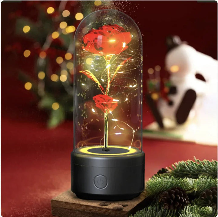 2 - in - 1 Rose LED Light & Bluetooth Speaker - Glass Cover - Whimsical Shoppe