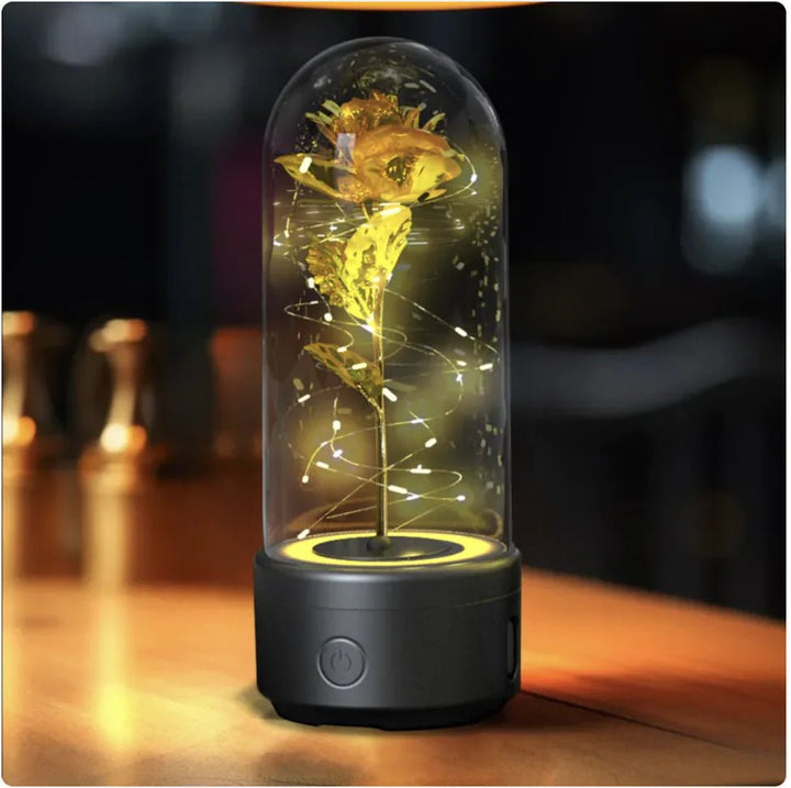 2 - in - 1 Rose LED Light & Bluetooth Speaker - Glass Cover - Whimsical Shoppe