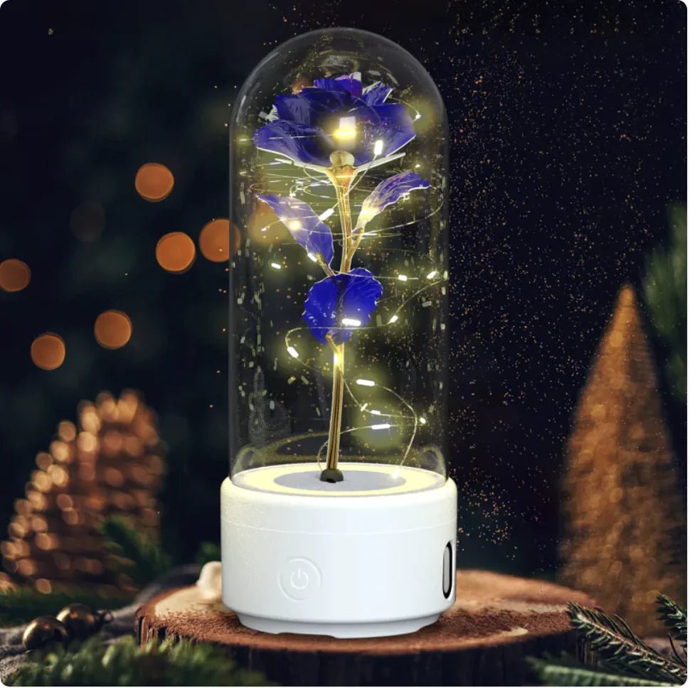 2 - in - 1 Rose LED Light & Bluetooth Speaker - Glass Cover - Whimsical Shoppe