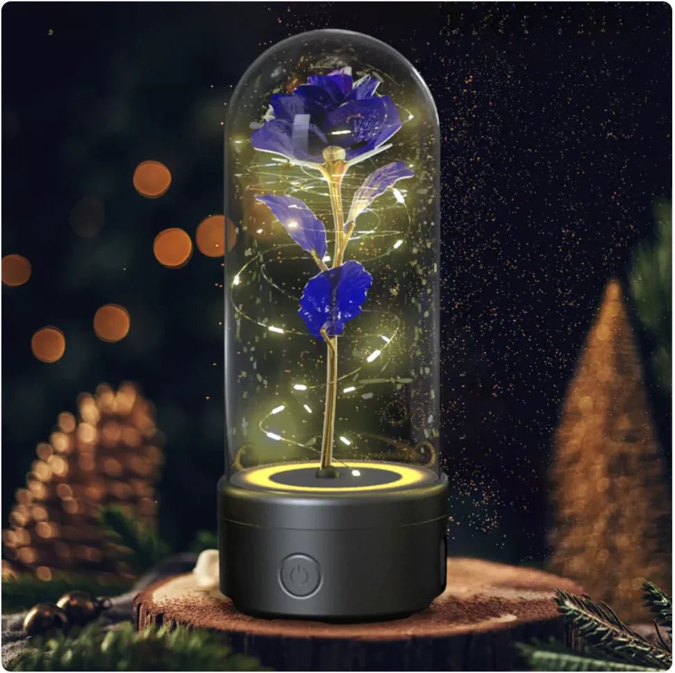 2 - in - 1 Rose LED Light & Bluetooth Speaker - Glass Cover - Whimsical Shoppe