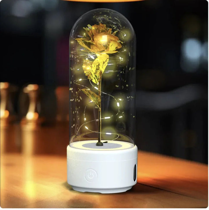 2 - in - 1 Rose LED Light & Bluetooth Speaker - Glass Cover - Whimsical Shoppe
