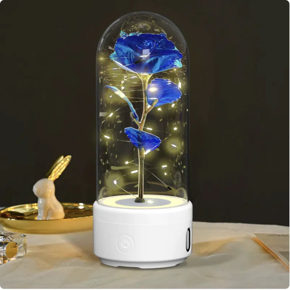 2 - in - 1 Rose LED Light & Bluetooth Speaker - Glass Cover - Whimsical Shoppe