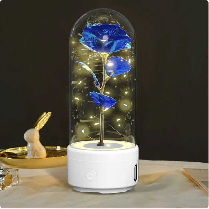 2 - in - 1 Rose LED Light & Bluetooth Speaker - Glass Cover - Whimsical Shoppe