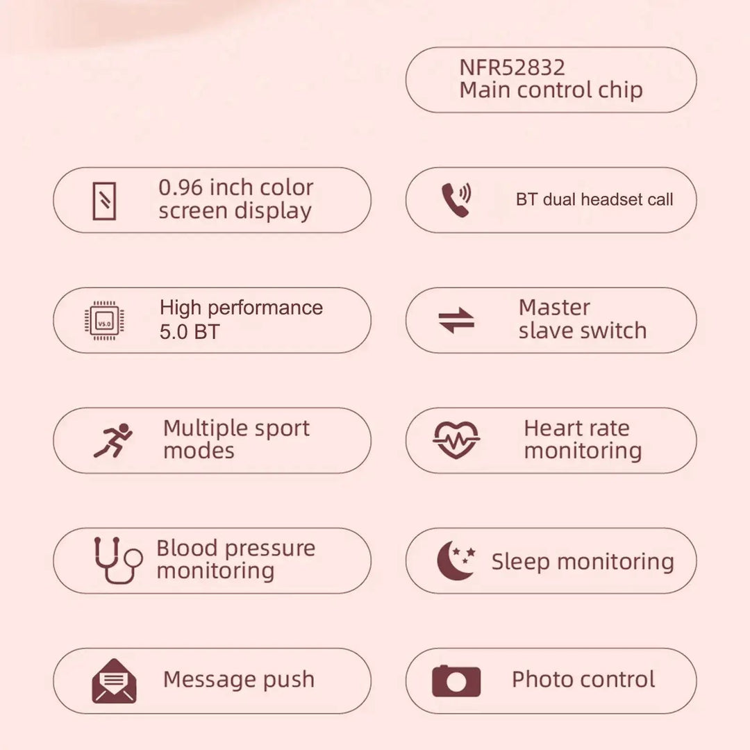 2 - in - 1 Smart Watch & True Wireless Earbuds Combo – Fitness Tracker with HR/BP/Sleep, BT 5.0/4.2 (Model N8) - Whimsical Shoppe