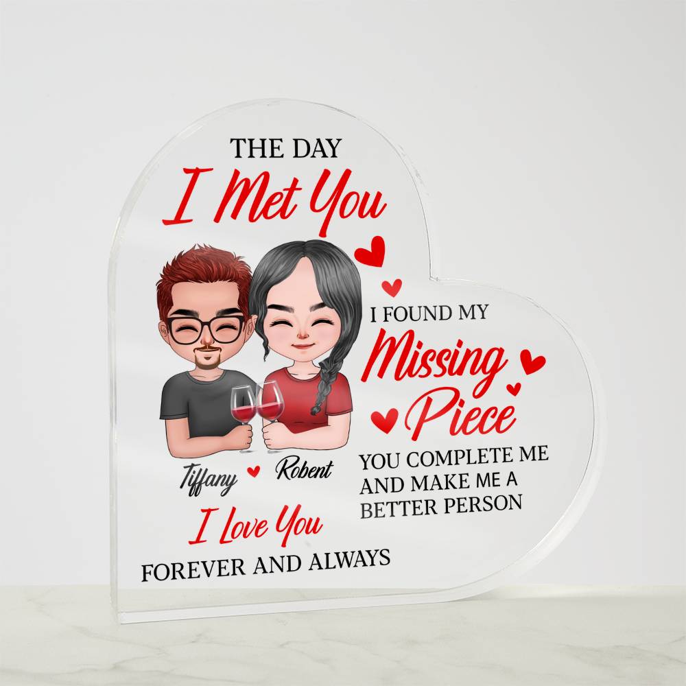 Personalized Heart Acrylic Valentine Plaque – Custom Couple Names Romantic Valentine Gift for Her or Him