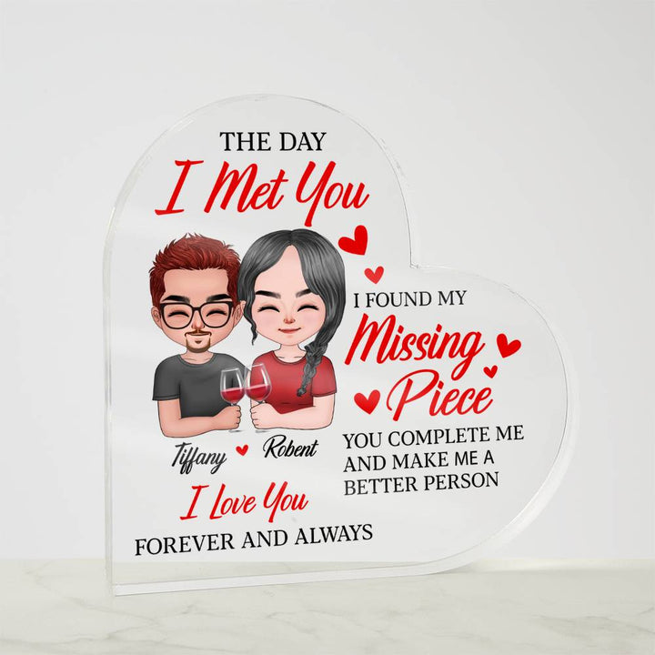 Personalized Heart Acrylic Valentine Plaque – Custom Couple Names Romantic Valentine Gift for Her or Him