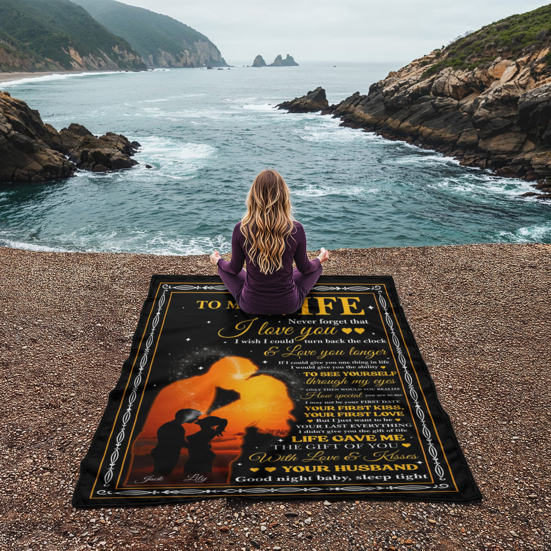 To My Wife Romantic Wall Art Gift from Husband – Love Message Print with Sunset Silhouette, Meaningful Anniversary or Wedding Keepsake