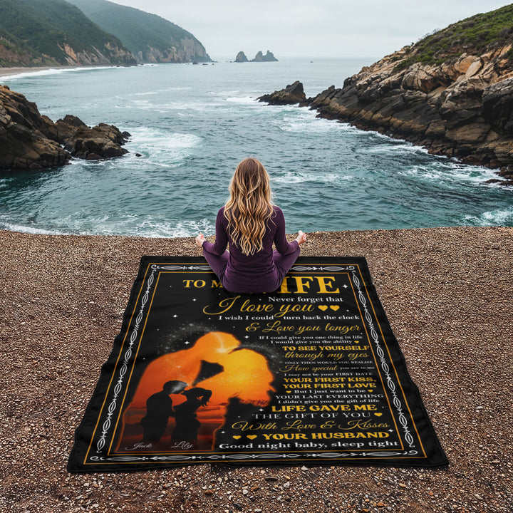 To My Wife Romantic Wall Art Gift from Husband – Love Message Print with Sunset Silhouette, Meaningful Anniversary or Wedding Keepsake