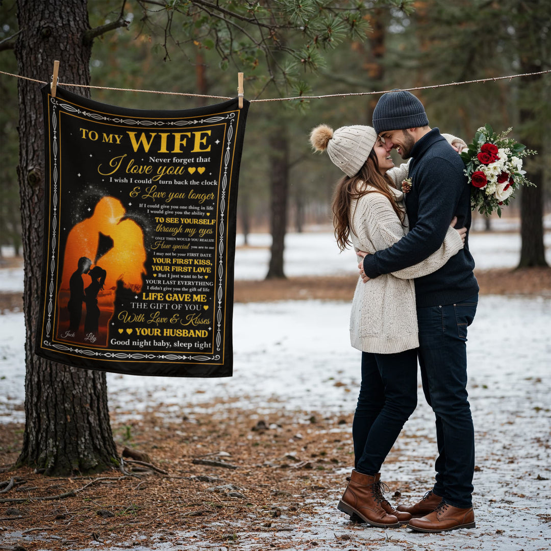 To My Wife Romantic Wall Art Gift from Husband – Love Message Print with Sunset Silhouette, Meaningful Anniversary or Wedding Keepsake