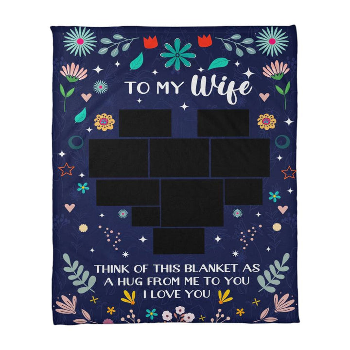 Personalized Photo Coral Fleece Blanket for Wife – Custom Photo Love Blanket Gift from Husband
