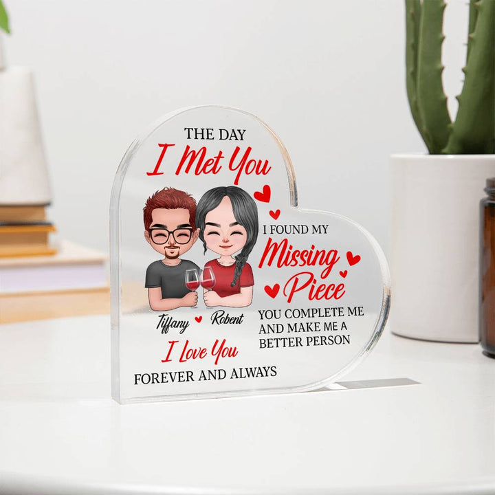 Custom heart acrylic plaque Valentine gift for couples