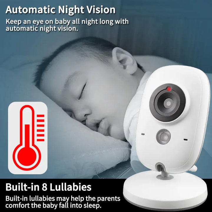 3.2" Digital Wireless Baby Monitor – Two - Way Talk, Night Vision, Temp Monitor, Lullabies (Multi - Language) - Whimsical Shoppe