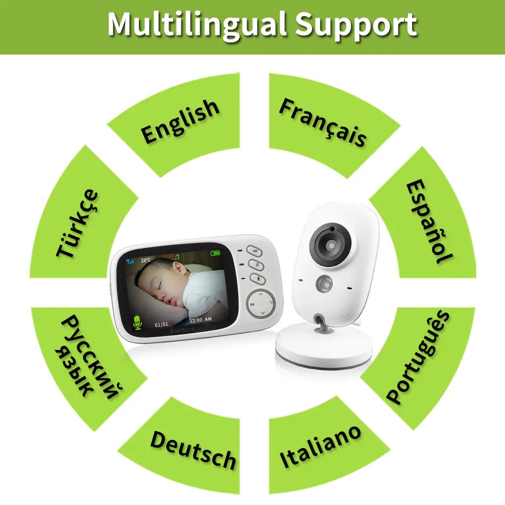 3.2" Digital Wireless Baby Monitor – Two - Way Talk, Night Vision, Temp Monitor, Lullabies (Multi - Language) - Whimsical Shoppe