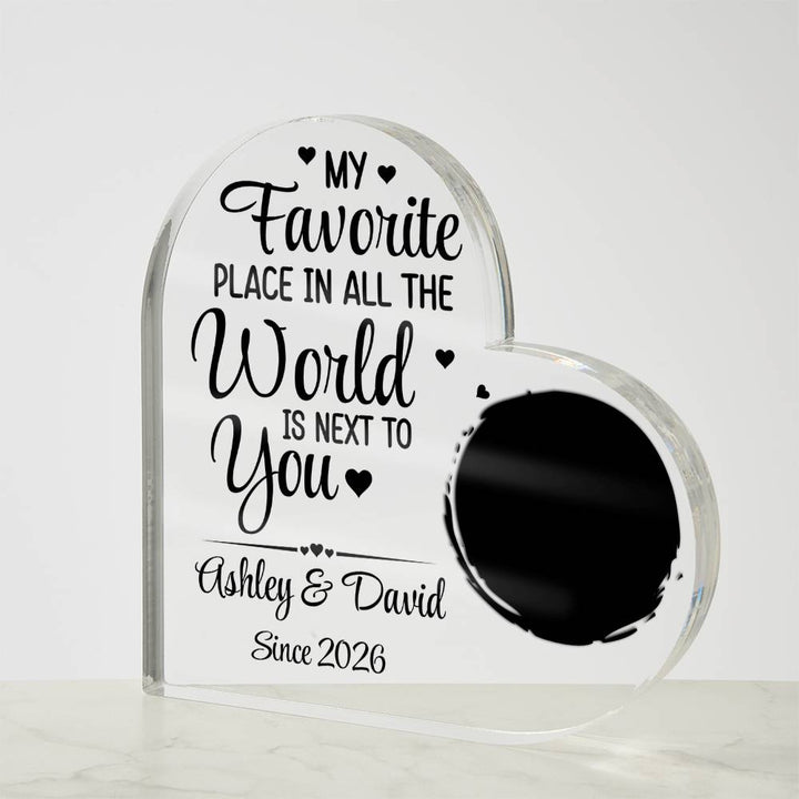 Personalized Heart Acrylic Plaque with Photo – Custom Couple Names Romantic Love Gift, Anniversary or Wedding Keepsake Decor