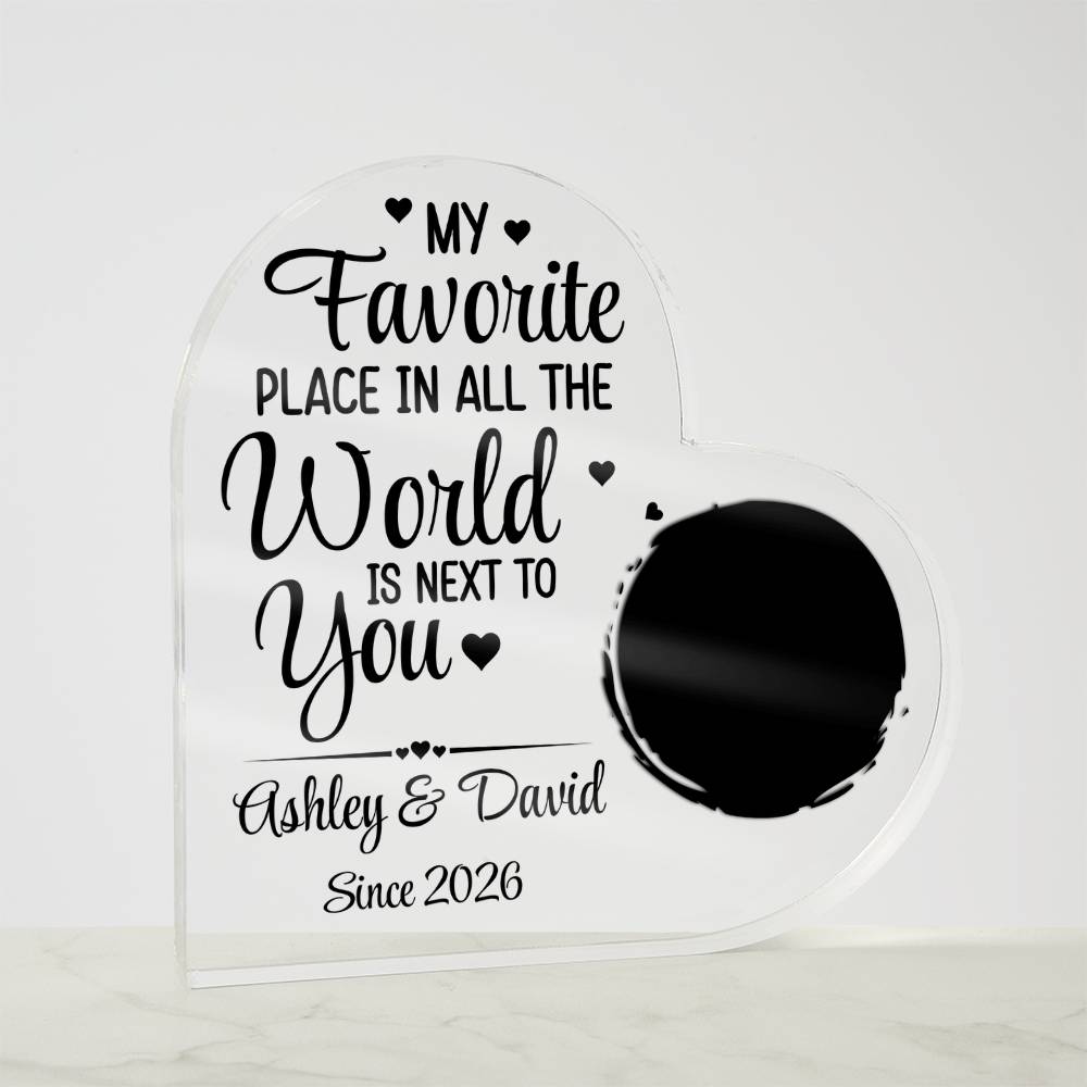 Personalized Heart Acrylic Plaque with Photo – Custom Couple Names Romantic Love Gift, Anniversary or Wedding Keepsake Decor