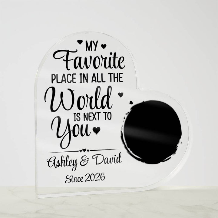 Personalized Heart Acrylic Plaque with Photo – Custom Couple Names Romantic Love Gift, Anniversary or Wedding Keepsake Decor