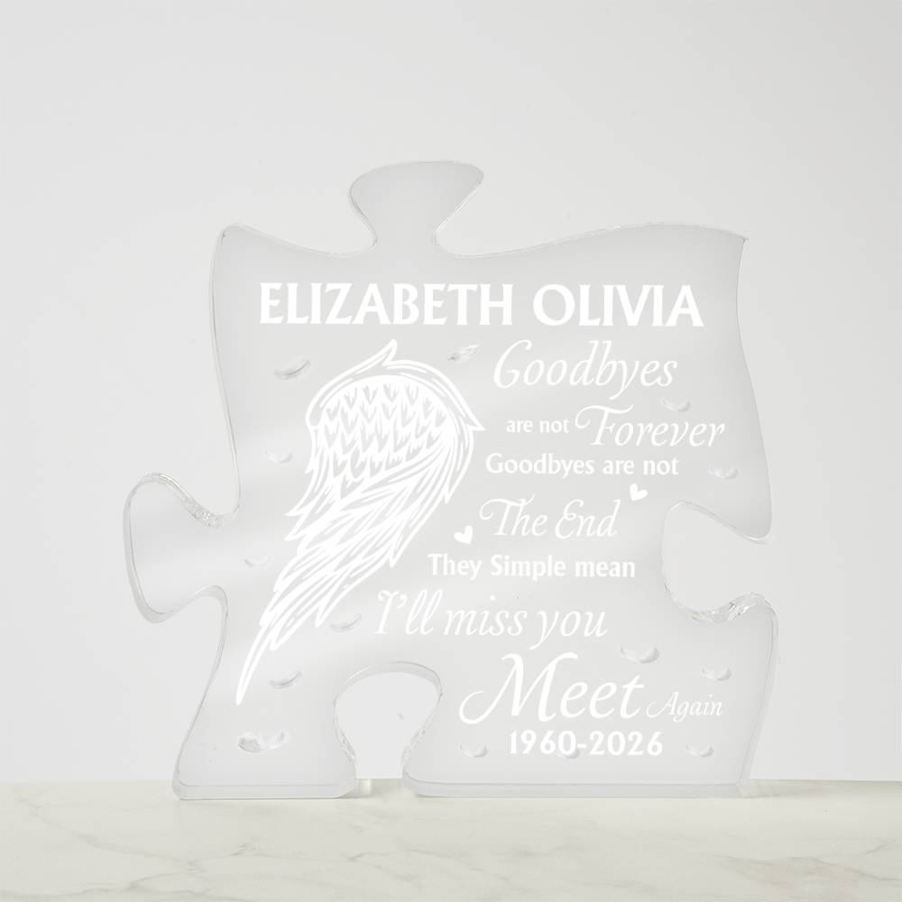 Personalized Memorial Acrylic Puzzle Plaque – Custom Name Remembrance Gift for Loved One