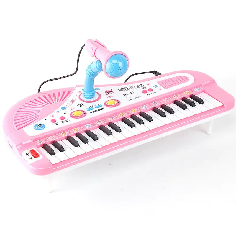 37 - Key Electronic Piano Toy with Microphone – Kids Keyboard (Ages 3+, Red/Blue, Lightweight ABS) - Whimsical Shoppe