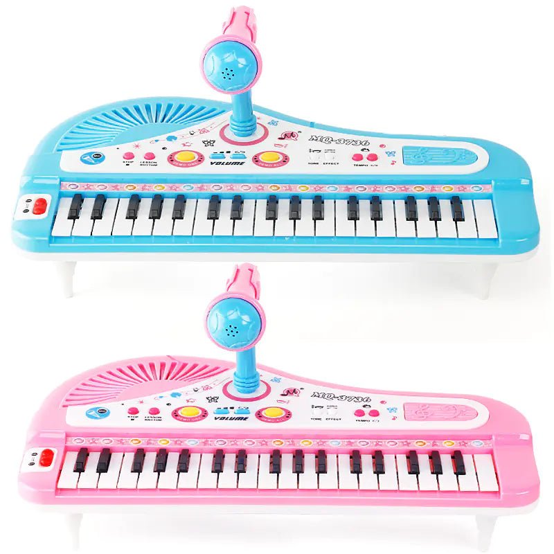37 - Key Electronic Piano Toy with Microphone – Kids Keyboard (Ages 3+, Red/Blue, Lightweight ABS) - Whimsical Shoppe