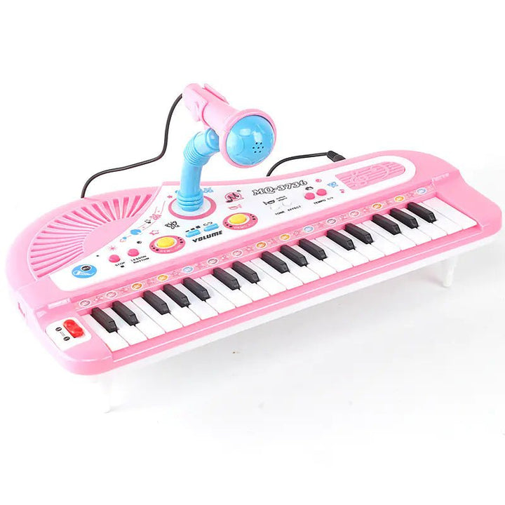 37 - Key Electronic Piano Toy with Microphone – Kids Keyboard (Ages 3+, Red/Blue, Lightweight ABS) - Whimsical Shoppe