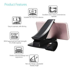Car Dashboard Phone Mount – ABS Hands-Free Holder for Navigation & Calls (Black)