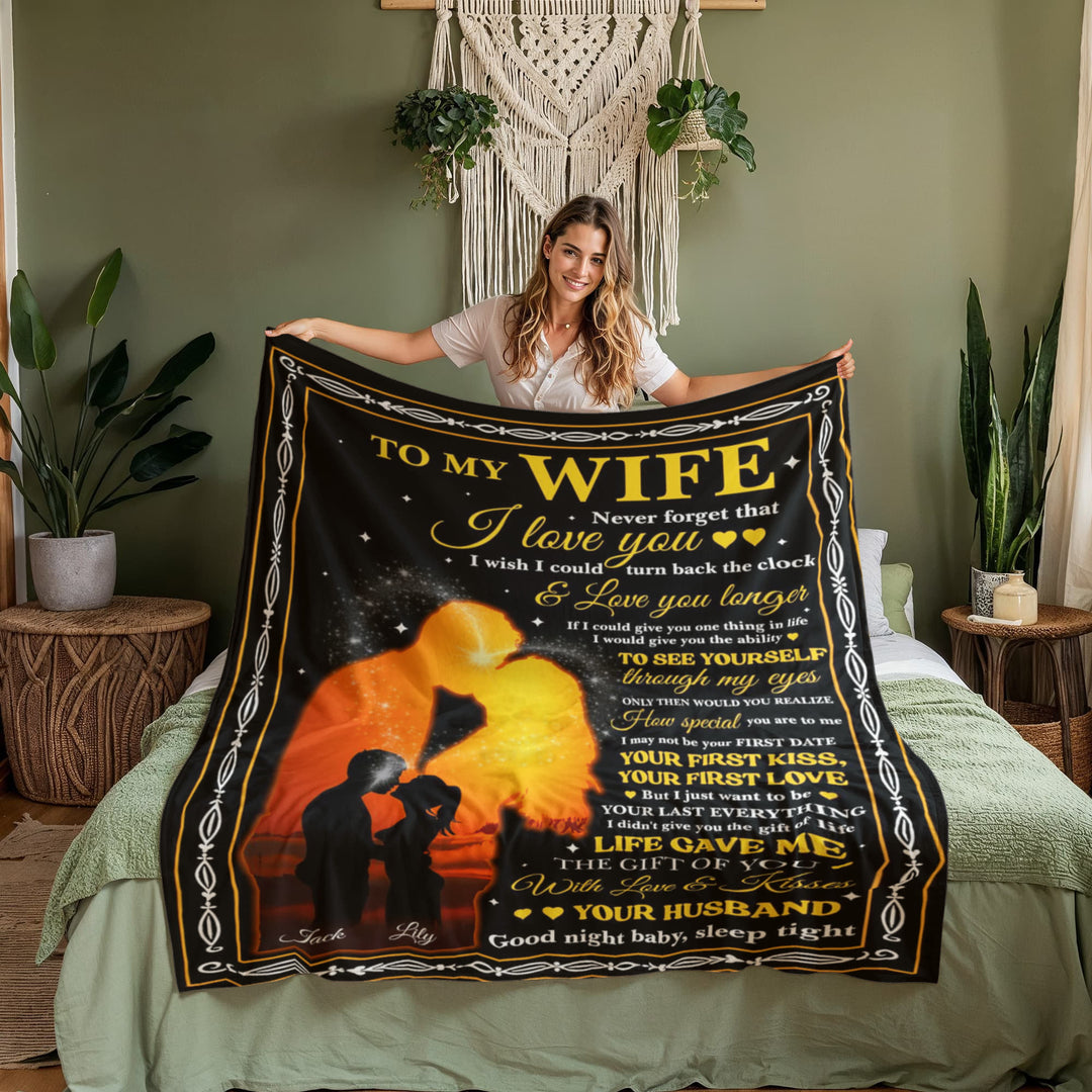 To My Wife Romantic Wall Art Gift from Husband – Love Message Print with Sunset Silhouette, Meaningful Anniversary or Wedding Keepsake