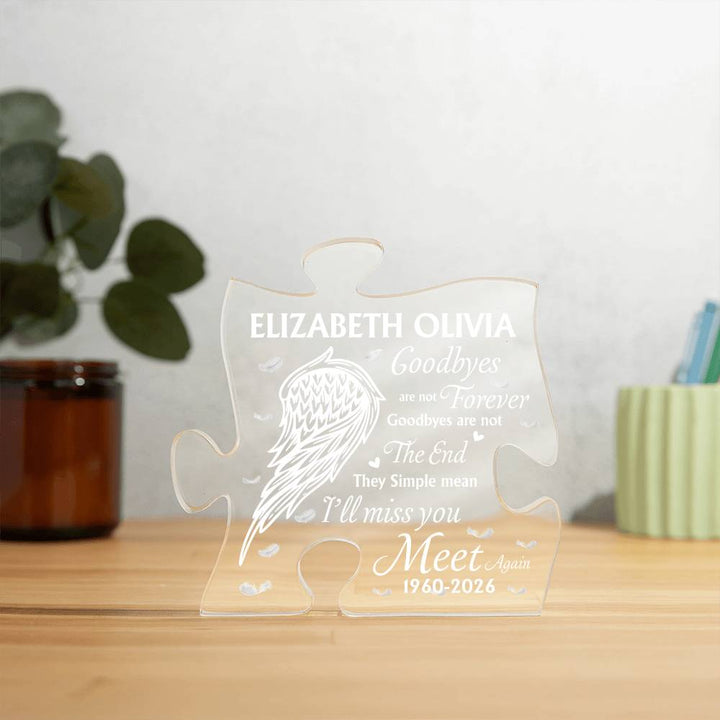 Sympathy acrylic puzzle plaque with memorial quote