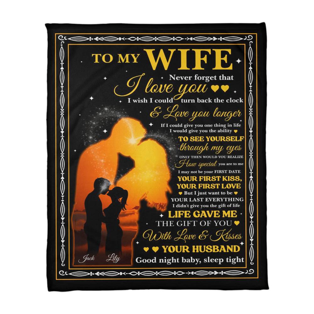 To My Wife Romantic Wall Art Gift from Husband – Love Message Print with Sunset Silhouette, Meaningful Anniversary or Wedding Keepsake