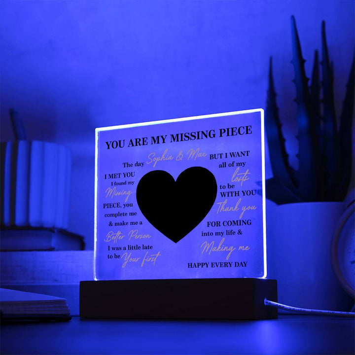 Personalized Valentine Photo LED Acrylic Plaque – Custom Names & Picture Heart Light-Up Gift for Couples
