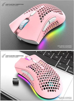 BM600 Rechargeable Wireless RGB Gaming Mouse – 2.4G/Wired Dual-Mode, Honeycomb Shell (Black/White/Pink/Blue)