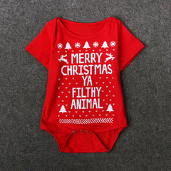 Baby Christmas Romper - Short Sleeve Cotton (Red & Green)