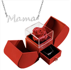 Christmas Jewelry Box Necklace Set with Soap Flowers & Card