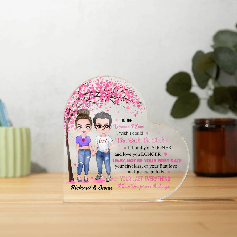 Personalized Valentine Heart Acrylic Plaque – Custom Couple Name & Clipart Romantic Gift for Girlfriend, Wife or Partner