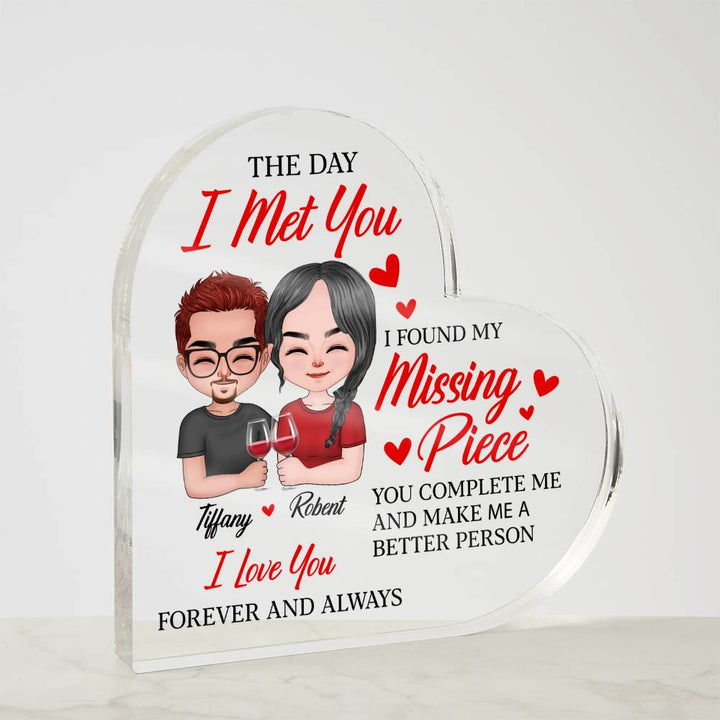 Personalized Heart Acrylic Valentine Plaque – Custom Couple Names Romantic Valentine Gift for Her or Him