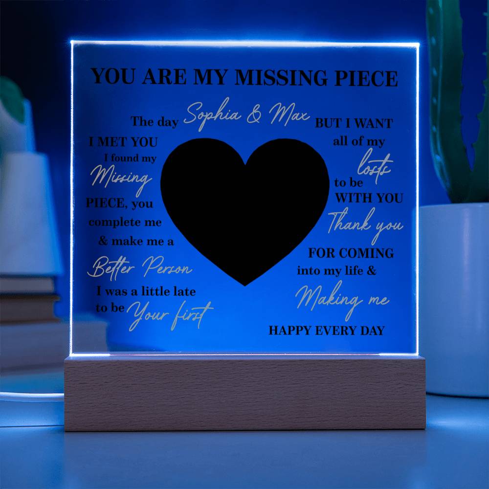 Personalized Valentine Photo LED Acrylic Plaque – Custom Names & Picture Heart Light-Up Gift for Couples