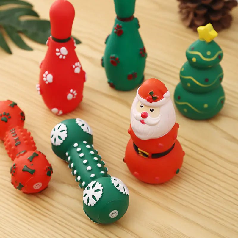 6 - Pack Christmas Squeaky Dog Toys - Durable Holiday Chews - Whimsical Shoppe
