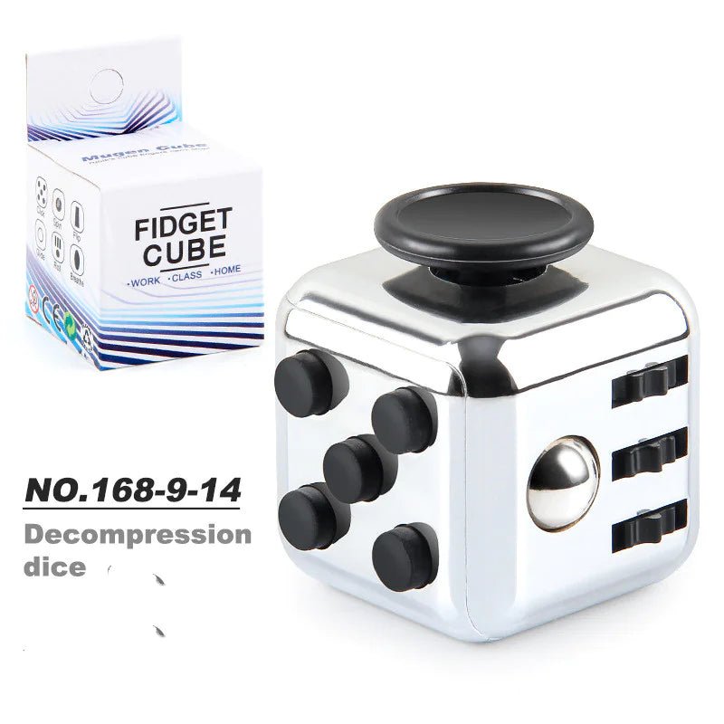6 - Sided Decompression Fidget Cube – Stress Relief Desk Toy for Focus, Anxiety & ADHD (Quiet, Portable) - Whimsical Shoppe