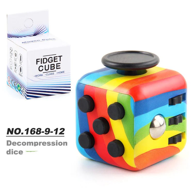 6 - Sided Decompression Fidget Cube – Stress Relief Desk Toy for Focus, Anxiety & ADHD (Quiet, Portable) - Whimsical Shoppe