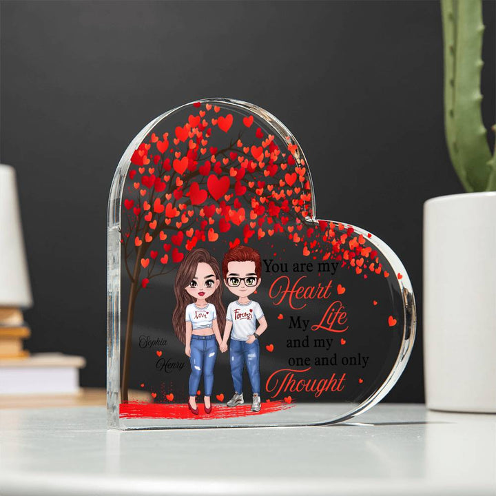 Custom name heart acrylic plaque romantic couple decor