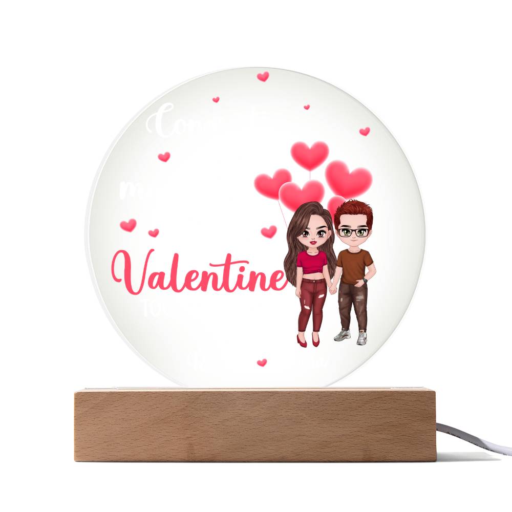 Personalized LED Acrylic Circle Plaque – Repeat Valentine Gift with Custom Names and Date, Romantic Couple Keepsake