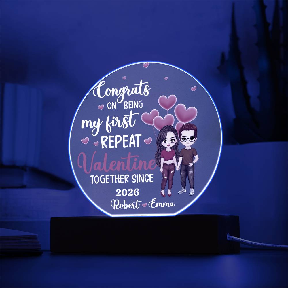 Personalized repeat Valentine keepsake LED plaque