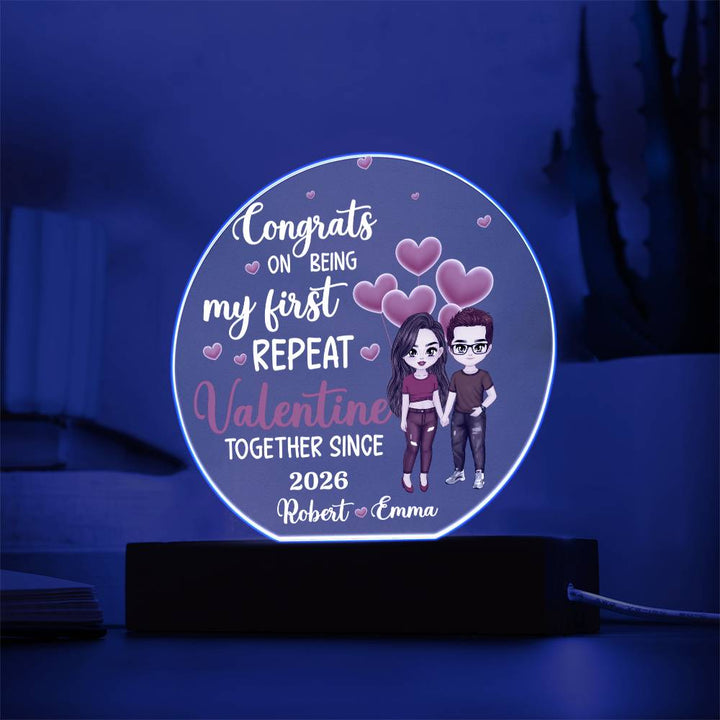 Personalized repeat Valentine keepsake LED plaque