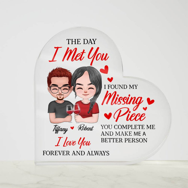 Personalized Heart Acrylic Valentine Plaque – Custom Couple Names Romantic Valentine Gift for Her or Him