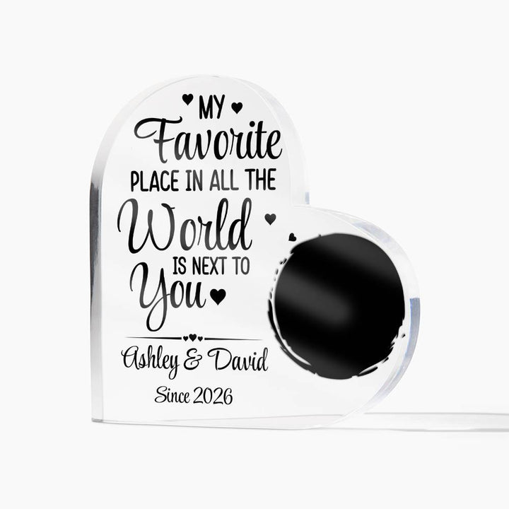 Personalized Heart Acrylic Plaque with Photo – Custom Couple Names Romantic Love Gift, Anniversary or Wedding Keepsake Decor