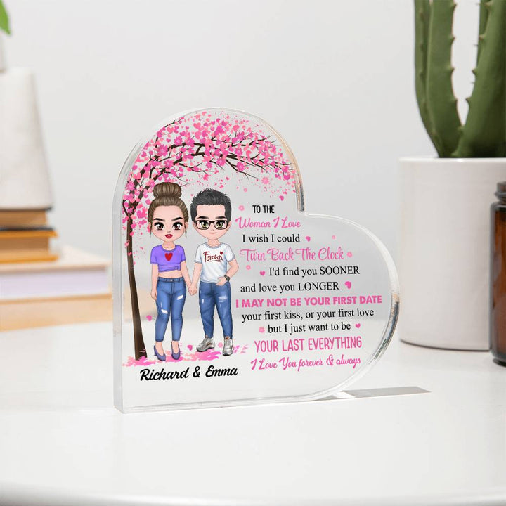 Personalized Valentine Heart Acrylic Plaque – Custom Couple Name & Clipart Romantic Gift for Girlfriend, Wife or Partner