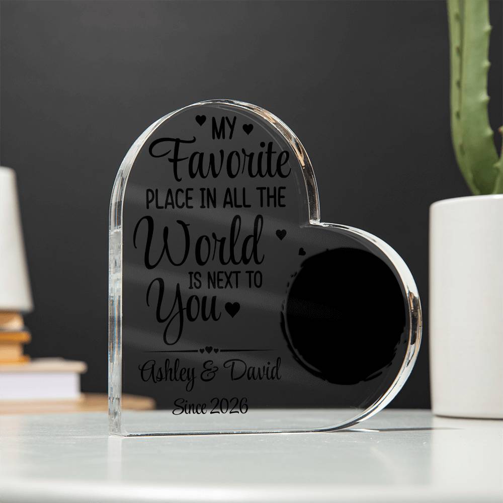 Personalized Heart Acrylic Plaque with Photo – Custom Couple Names Romantic Love Gift, Anniversary or Wedding Keepsake Decor