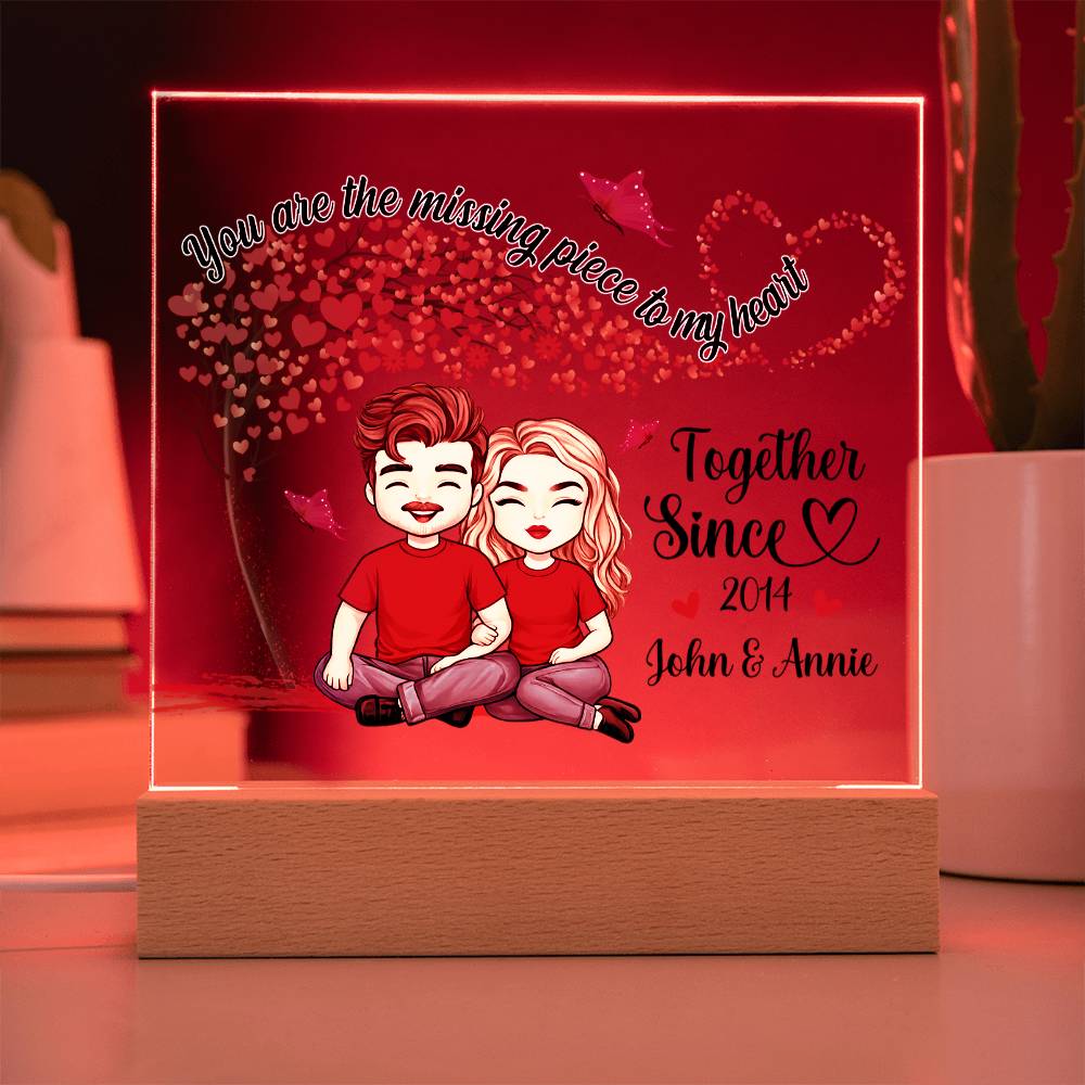 Warm LED light wooden base included